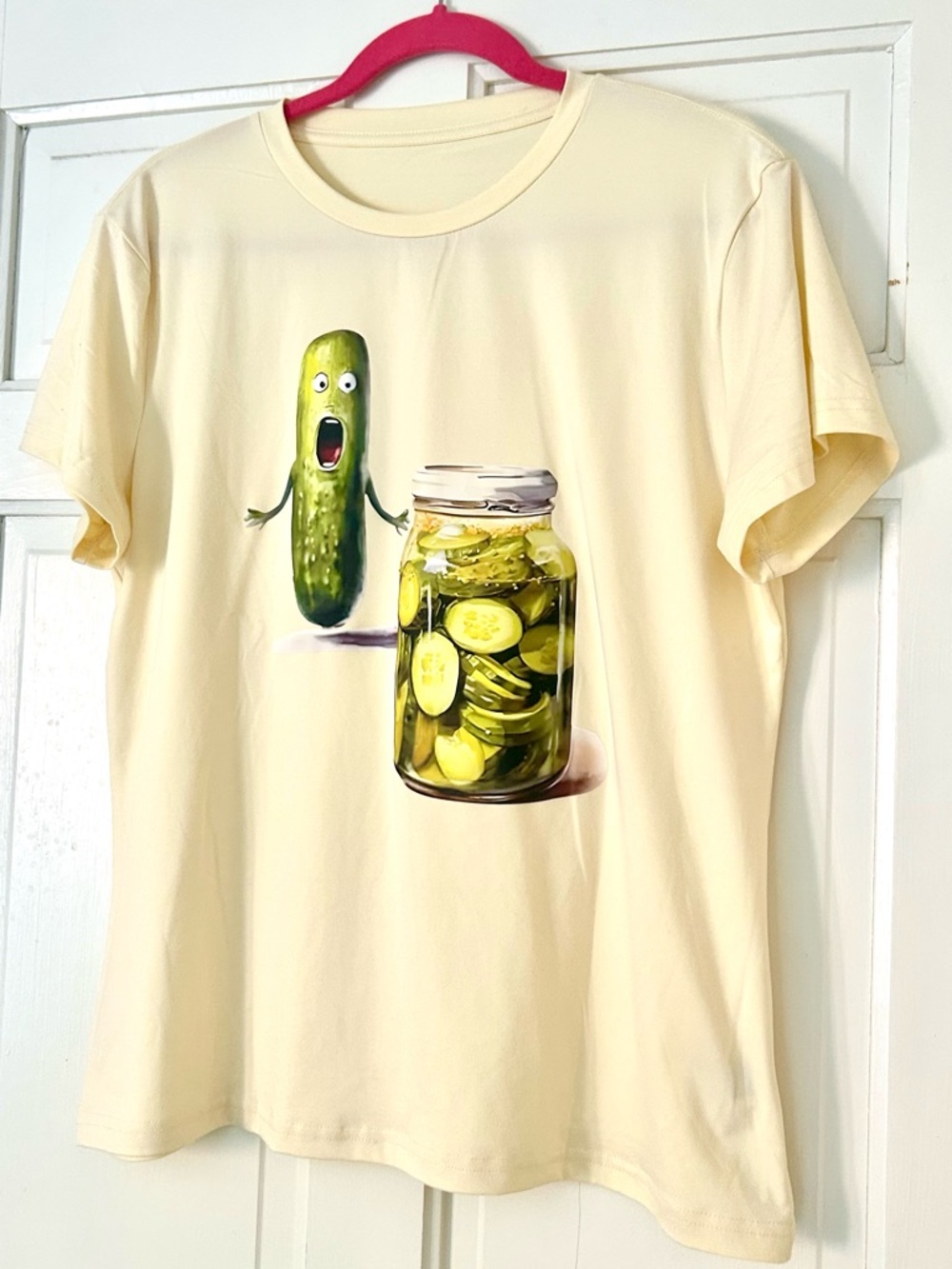 Cream Graphic Tee with Pickle Jar Print